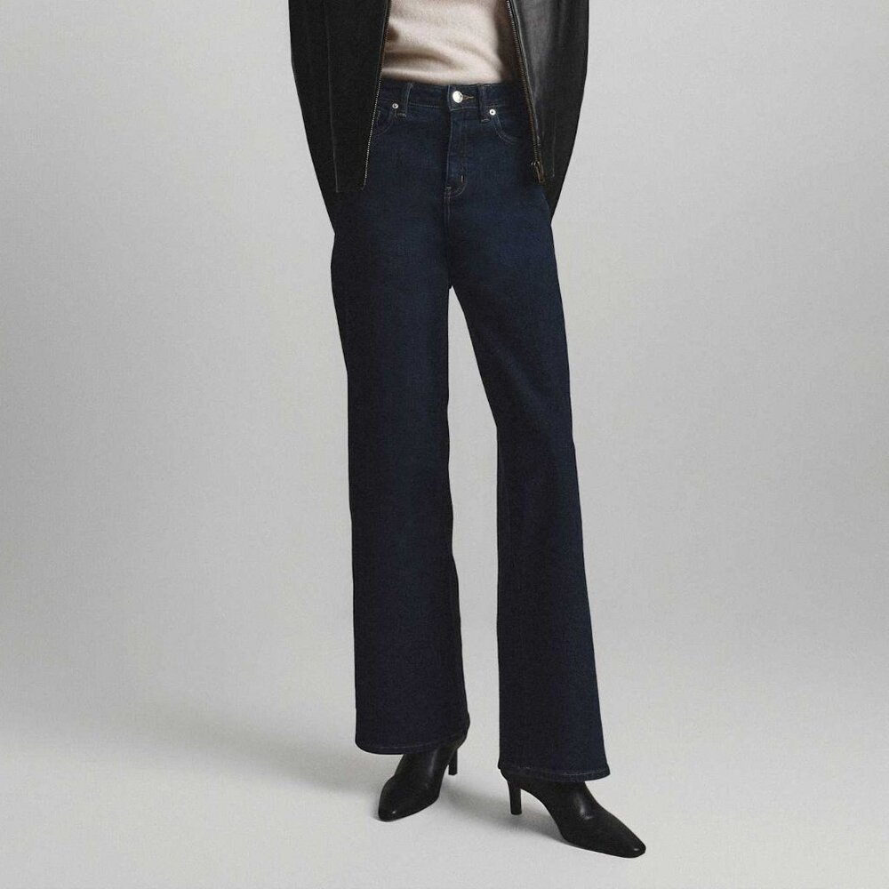 Quince Bella Stretch Wide Leg Jeans, Deap Rinse, 32" inseam